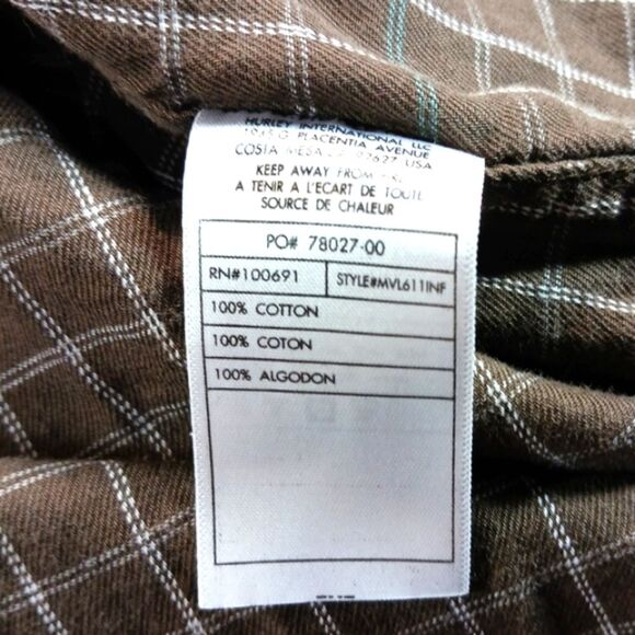 Hurley Shirt Mens Large Plaid/Check Button Down/Front Long Sleeve 100% Cotton - Picture 5 of 11